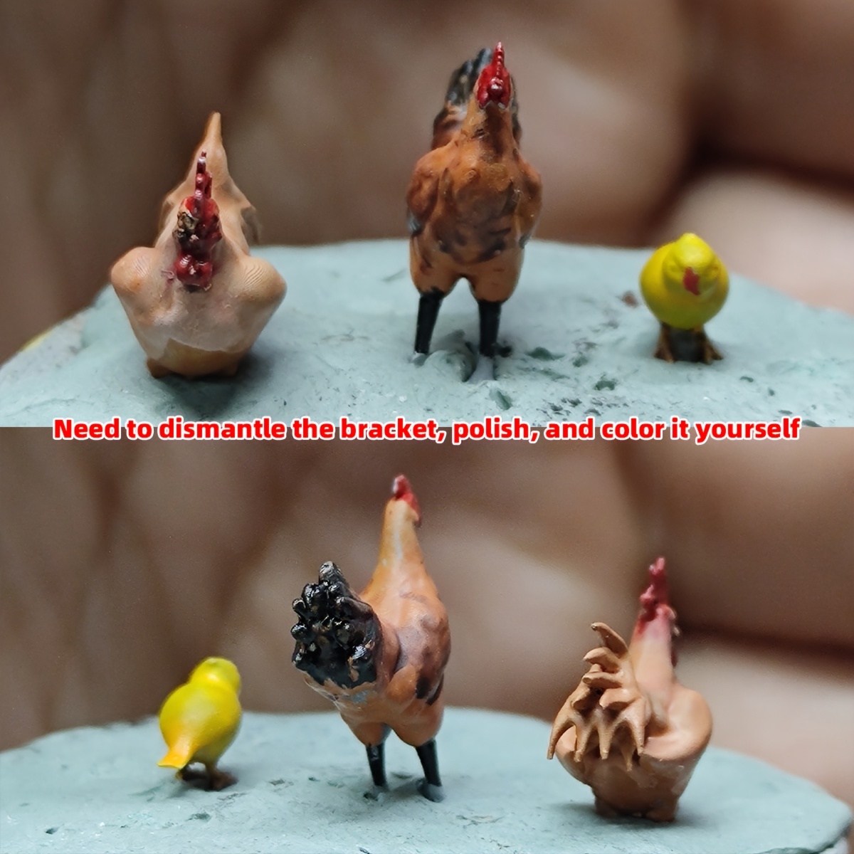 3D Printed Rooster Model Kit for Diorama